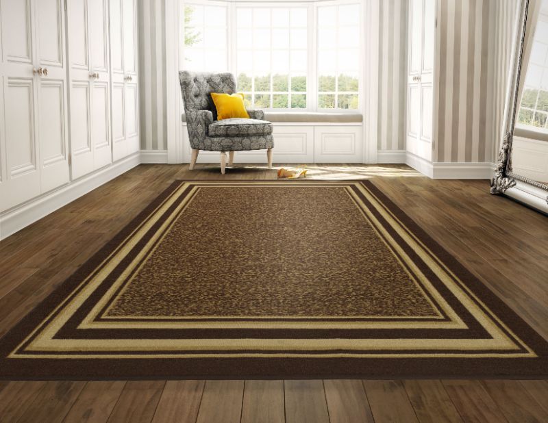 Photo 1 of Ottomanson Brown Ottohome Collection Contemporary Bordered, 8 ft 2 in x 9 ft 10
