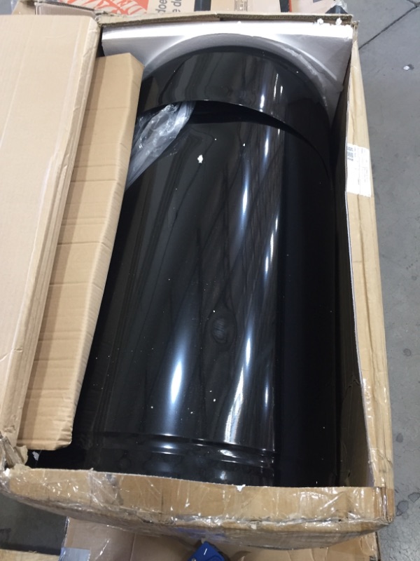 Photo 1 of Safco Products Open Top Trash Receptacle with Liner 9920BL, Black, 30 Gallon Capacity, Hands-free Disposal, Modern Styling
