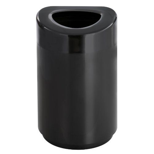 Photo 1 of Safco Products Open Top Trash Receptacle with Liner 9920BL, Black, 30 Gallon Capacity, Hands-free Disposal, Modern Styling

