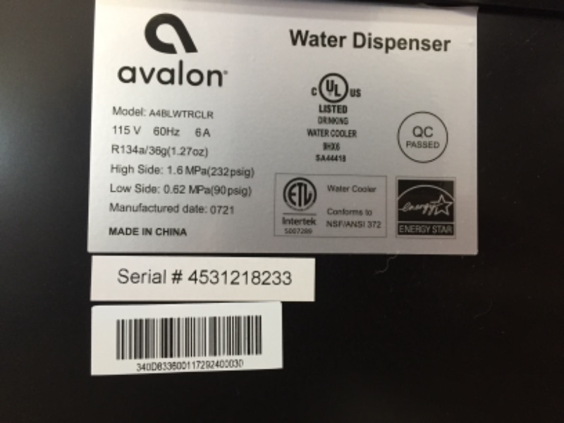 Photo 1 of Avalon A6WHT A6 Bottom Loading Cooler Dispenser-Hot and Cold Water