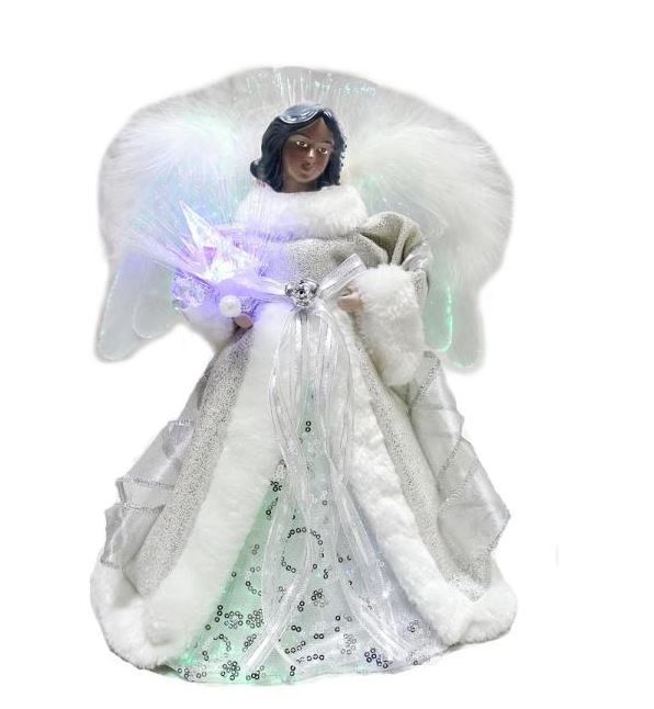 Photo 1 of 12 in. Ethnic Fiber Optic Angel Treetop
