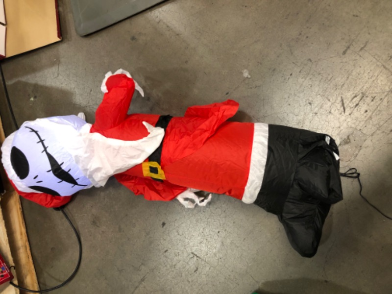 Photo 2 of 4 Ft Pre-Lit LED Airblown Disney Jack Skellington as Santa Christmas Inflatable
