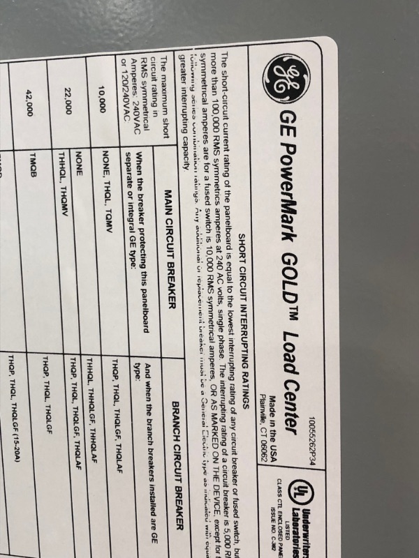 Photo 3 of GE PowerMark Gold 200 Amp 8-Space 16-Circuit Outdoor Main Breaker Circuit Breaker Panel
