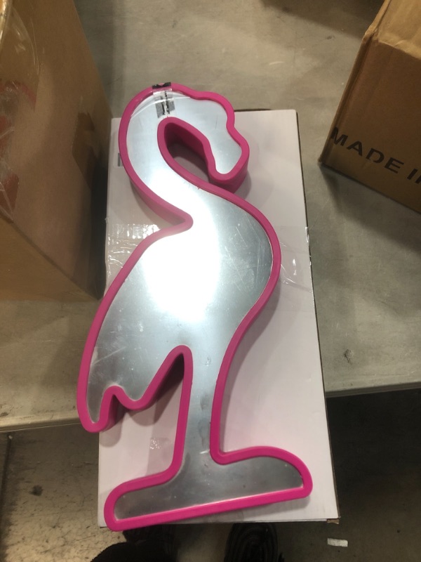 Photo 1 of eyeJOY Neon Signs Flamingo Neon Light Sign Table Decor Flamingo Neon Wall Decor Led Neon Lights USB Battery Powered Pink Night Light For Bedroom Birthday Wedding Party Gifts Girls Kids Room Decoration (2 BOXES) 