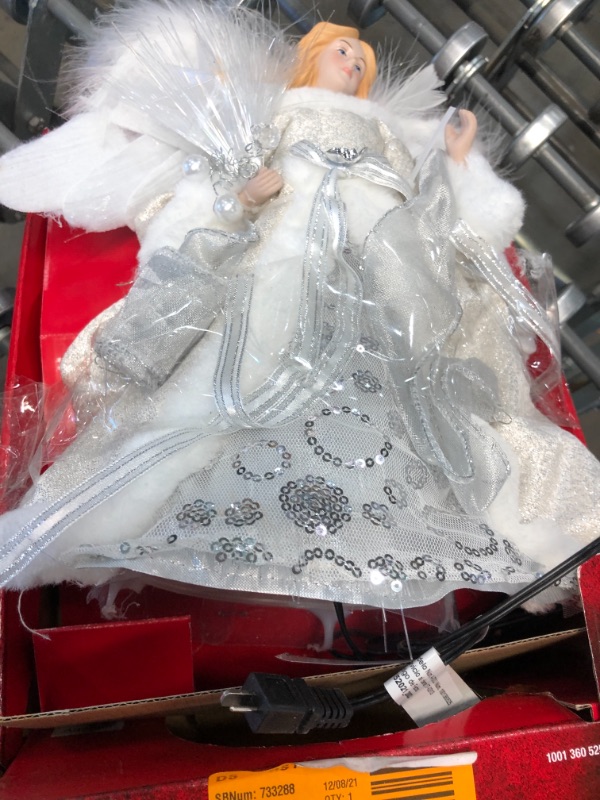 Photo 2 of 12 in. LED Angel Silver Christmas Tree Topper
