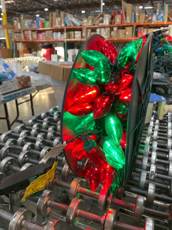 Photo 2 of 100-Light Smooth LED C9 Super Bright Red and Green Lights Christmas Lights on Spool 65.3-ft
