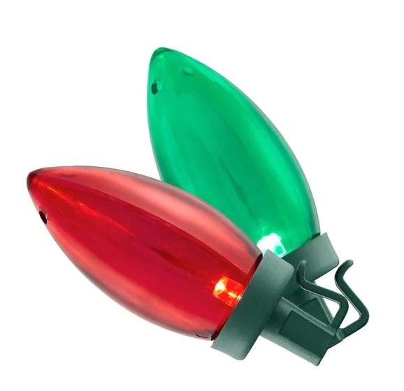 Photo 1 of 100-Light Smooth LED C9 Super Bright Red and Green Lights Christmas Lights on Spool 65.3-ft
