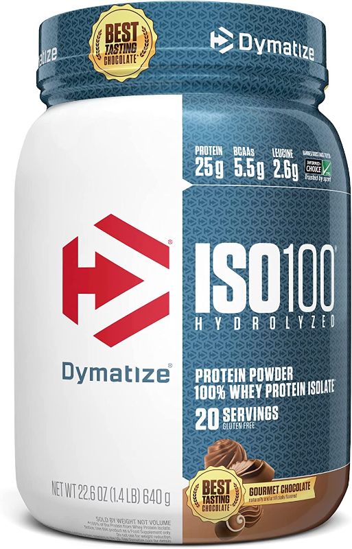 Photo 1 of ***EXP 11/23*** Dymatize ISO100 Hydrolyzed Protein Powder, 100% Whey Isolate Protein, 25g of Protein, 5.5g BCAAs, Gluten Free, Fast Absorbing, Easy Digesting, Gourmet Chocolate, 20 Servings