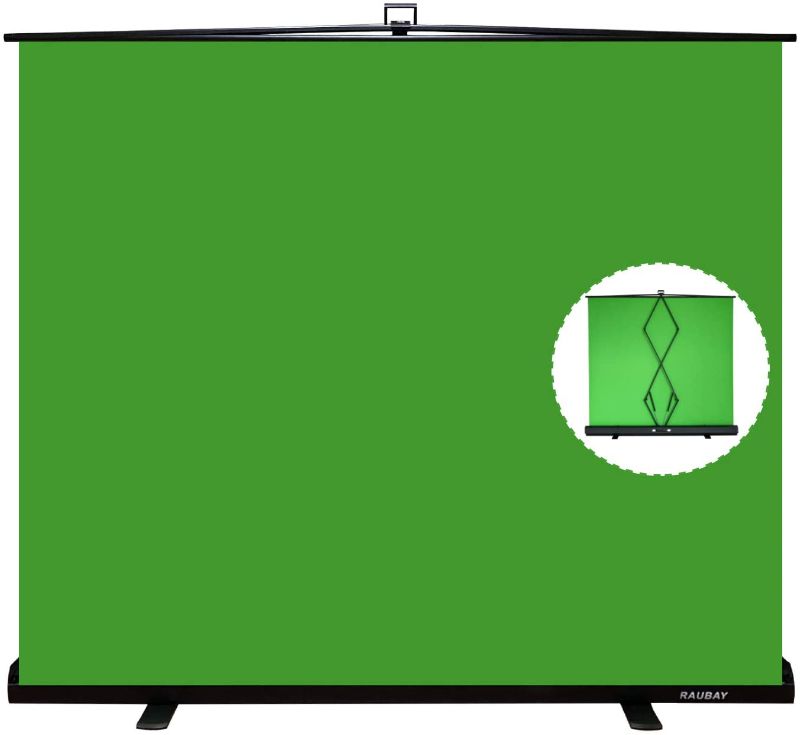 Photo 1 of ?Wider Style? RAUBAY 78in x 74in Large Collapsible Green Screen Backdrop Portable Retractable Chroma Key Panel Photo Background with Stand for Video Conference