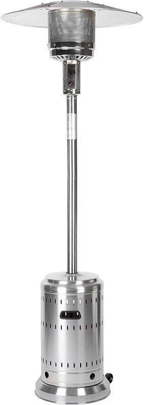 Photo 1 of **INCOMPLETE PARTS ONLY  *** Amazon Basics 46,000 BTU Outdoor Propane Patio Heater with Wheels, Commercial & Residential - Stainless Steel
