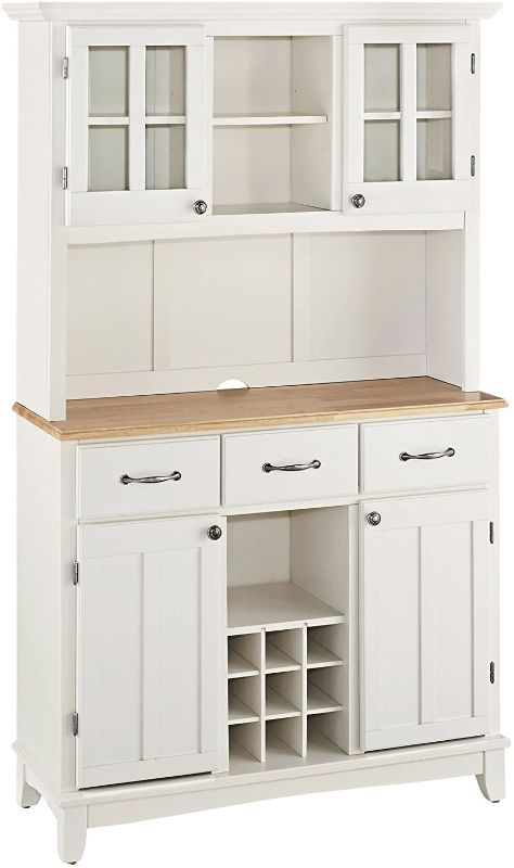 Photo 1 of ***INCOMPLETE BOX 2 OF 2 ONLY****Homestyles White Natural Wood Top Buffet Server and Hutch
