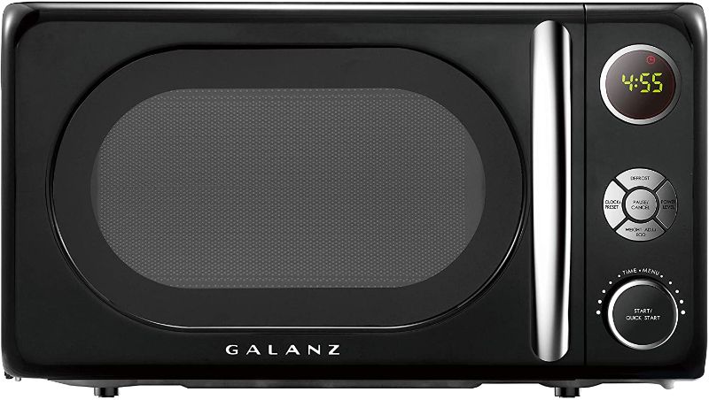 Photo 1 of ***PARTS ONLY*** Galanz GLCMKA07BKR-07 Microwave Oven, LED Lighting, Pull Handle Design, Child Lock, Retro Black, 0.7 cu ft

