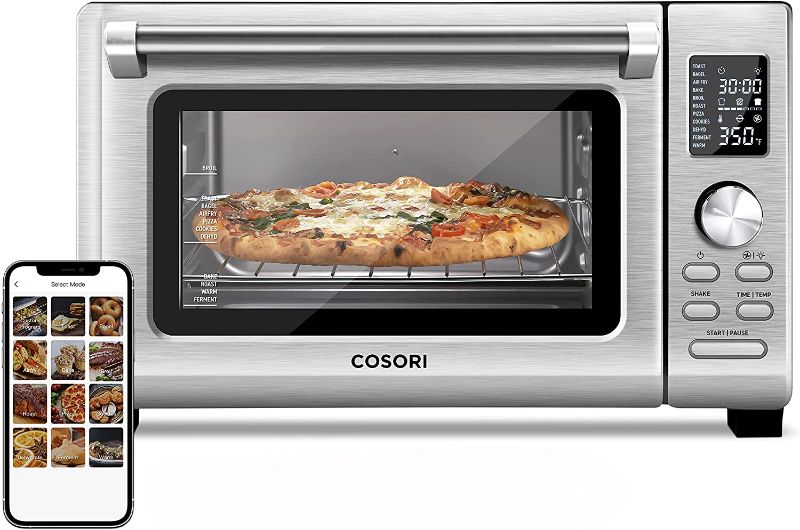 Photo 1 of COSORI Air Fryer Toaster Oven Combo 25L 11-in-1 Countertop Dehydrator for Chicken, Pizza 30 Recipes & 4 Accessories Included, Work with Alexa CS125-AO, WIFI-Silver
