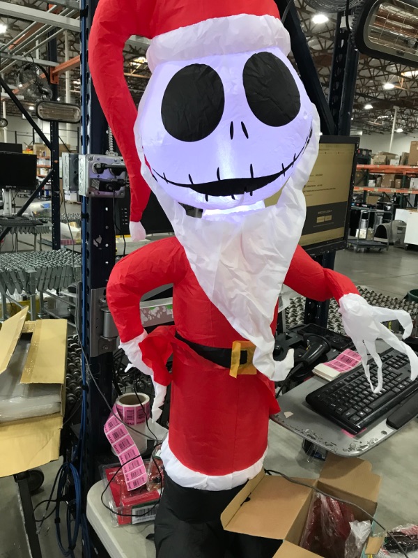 Photo 2 of 4 Ft Pre-Lit LED Airblown Disney Jack Skellington as Santa Christmas Inflatable
