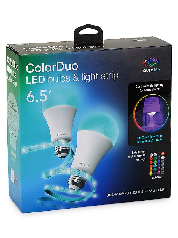 Photo 1 of AuraLED Dual Color LED Bulbs & Light Strip - Black
