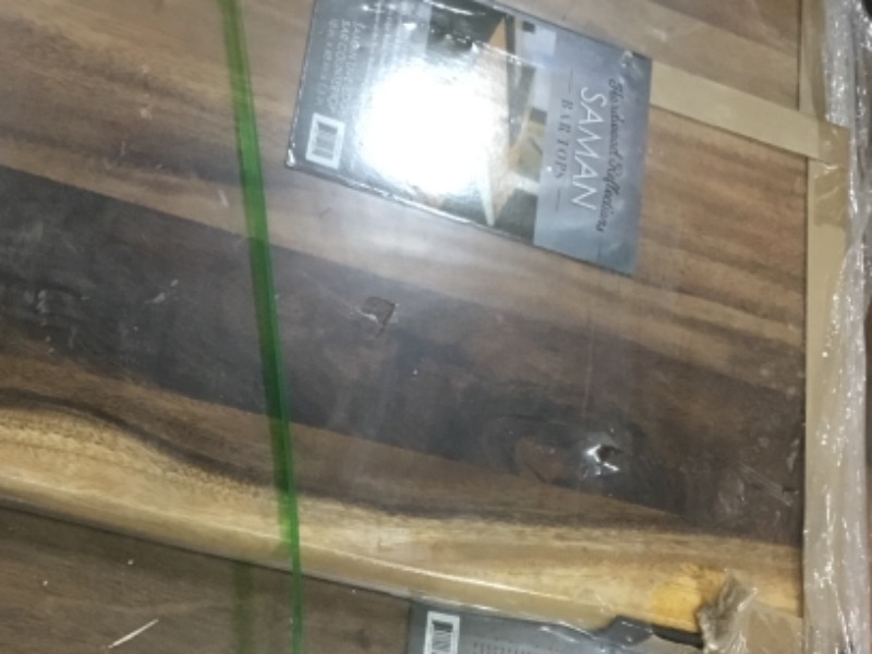 Photo 5 of **** SOLD AS WHOLE PALLET ONLY*** NO RETURNS NO REFUNDS***
HARDWOOD REFLECTIONS
7 Saman 4 ft. L x 18 in. D x 1.5 in. T Butcher Block Bar Countertop in Clear UV Stain with Live Edge