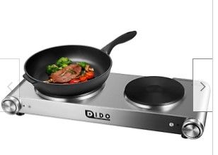 Photo 1 of DIDO 1800W Hot Plate, Portable Electric Stove Countertop Cast-Iron Double Burner
