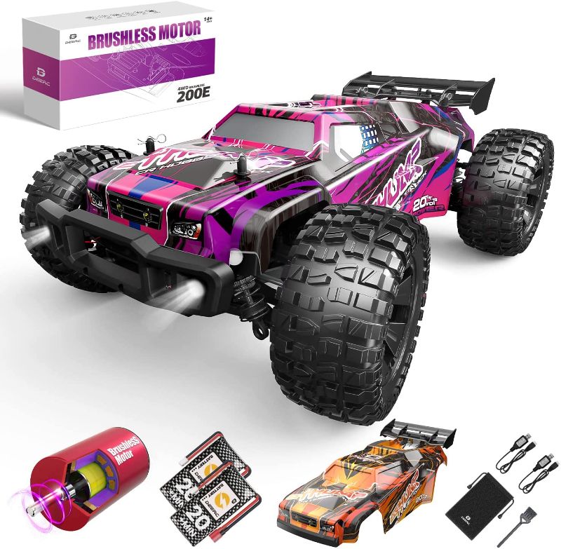 Photo 1 of DEERC 200E Large Brushless RC Cars for Adults 1:10 RC Trucks,60 KM/H High Speed 2021 Upgraded Remote Control Car,Extra Shell LED Headlight All Terrain Off Road Monster Truck for Boys,2 Battery 40+ Min
