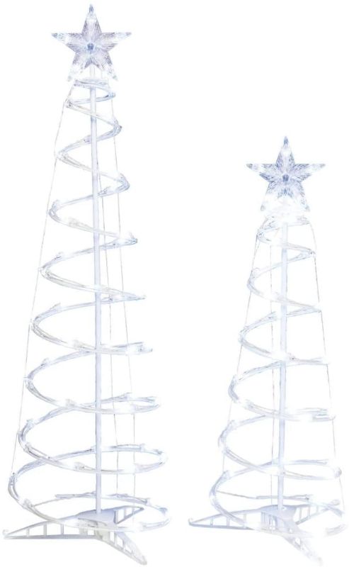 Photo 1 of Holiday Time Light Up LED Cool White Spiral Trees 2pk
