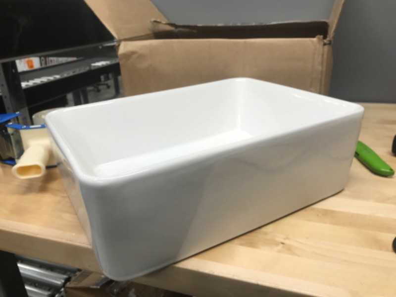 Photo 2 of 16 in. x 12 in. Bathroom in White Porcelain Ceramic Vessel Sink Rectangle Above Counter Sink Art Basin