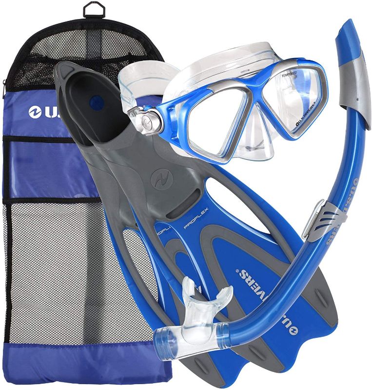 Photo 1 of U.S. Divers Adult Cozumel Mask/Seabreeze II Snorkel/Proflex Fins/Gearbag Small/Medium 
