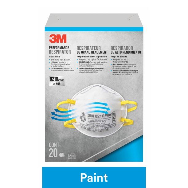 Photo 1 of 3M 8210Plus Performance Respirator, N95, Paint Prep (20-Pack)