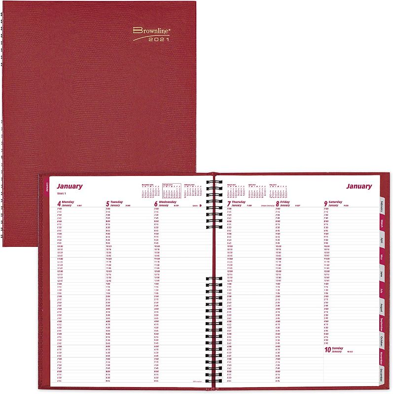 Photo 1 of Brownline CoilPro 2021 Weekly Appointment Book, Bright Red, 11 x 8.5 inches (CB950C.RED-21), Burgundy 2 COUNT SOLD AS IS 
YEAR 2021
**NOT REFUNDABLE**