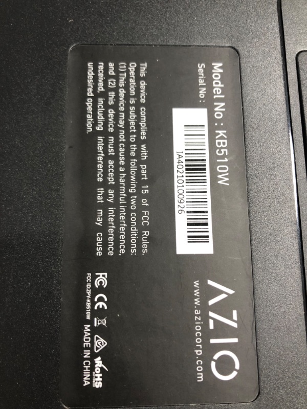 Photo 2 of Azio Wireless Keyboard with Large Print Keys, Blue Color Backlight, 2.4gHz USB-RF Rechargeable and Multimedia Productivity Hotkeys (Vision Series KB510W)
