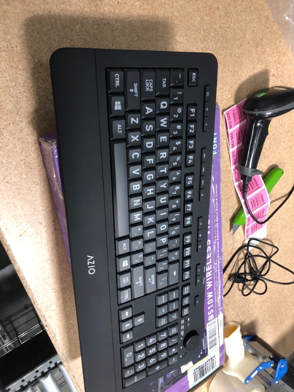 Photo 3 of Azio Wireless Keyboard with Large Print Keys, Blue Color Backlight, 2.4gHz USB-RF Rechargeable and Multimedia Productivity Hotkeys (Vision Series KB510W)
