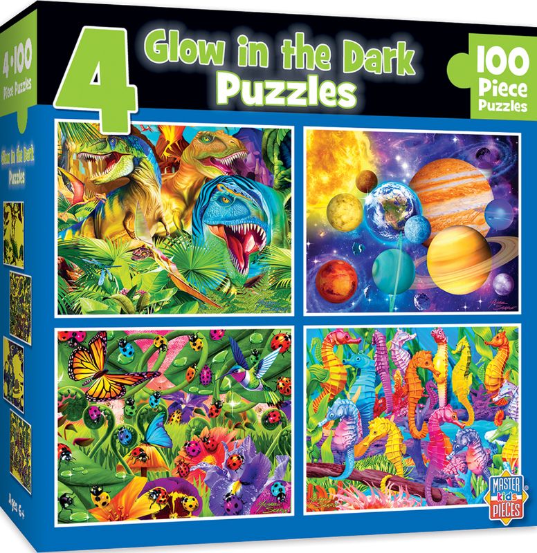 Photo 1 of 4-PACK GLOW IN THE DARK MULTIPACK 100 PIECE PUZZLES
