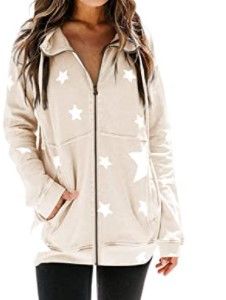 Photo 1 of Ermonn Womens Half Zip Up Sweatshirts Star Print Long Sleeve Casual Loose Drawstring Pullover Tops with Pocket
XXL