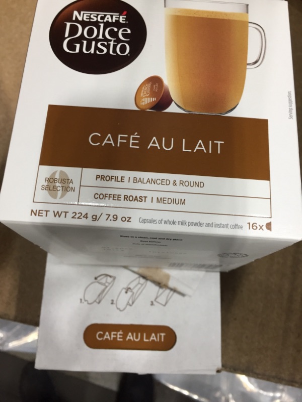 Photo 2 of ***CASE OF 3***DATE 01/2022**Nescafe® Dolce Gusto® Café Au Lait Coffee, 16 Capsules/Box (NES77321)
