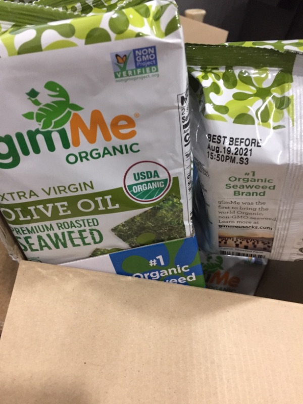 Photo 2 of ***CASE OF 12**Gimme Seaweed Snacks Seaweed Snack - Organic - Extra Virgin Olive Oil - Case of 12 - .35 Oz *DATE 08/19/2021*****
