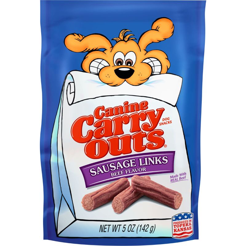 Photo 1 of ***PACK OF 14***DATE 03/12/22* Canine Carry Outs Sausage Links, Beef Flavor Dog Snacks, 5-Ounce
