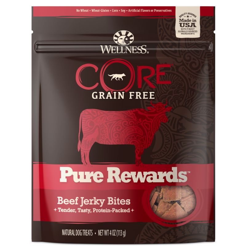 Photo 1 of ***SET OF 3***DATE 4/17/22**Wellness CORE Natural Grain Free Pure Rewards Beef Recipe Jerky Bites Dog Treats - 4 Oz