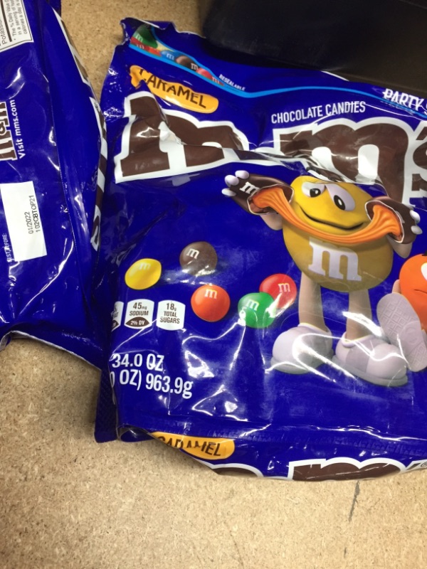 Photo 2 of ***SET OF 3**DATE 01/2022** M&M's 34 Oz Caramel Party Size
