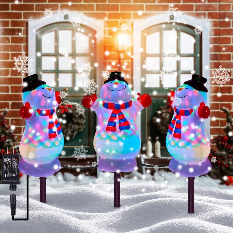 Photo 1 of **SET OF 2** Christmas Pathway Lights Outdoor, Snowman Christmas Decorations Lights Waterproof LED Garden Landscape Lights for Indoor, Outdoor, Yard, Walkway, Lawn, Patio
