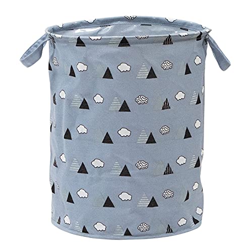 Photo 1 of 19.5" Laundry Basket Toy Organizer and Storage Hamper Tub for Boys, Blue & White Alpine Mountains for Closet, Bedroom, Laundry, Clothing, Toys, Nurser
