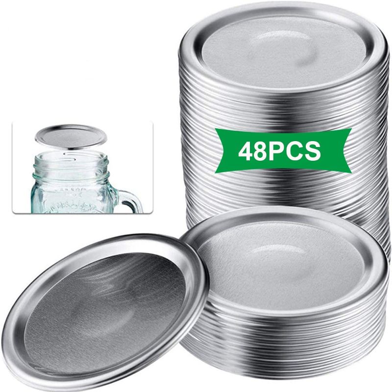 Photo 1 of **SET OF 2**LOLOST Regular Mouth Can Lids, 48 ??Pcs Mason Jar Lids, 100% Food Grade Metal Ball Jar Lids, Split Type, BPA Free, Airtight and Leak Proof, Silver/70mm
