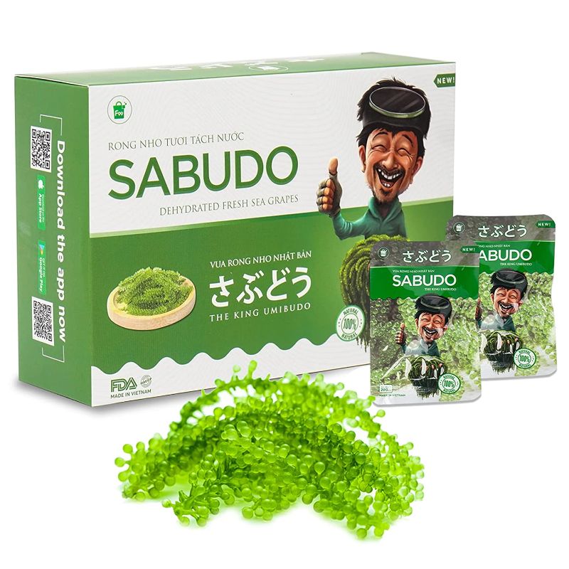 Photo 1 of **DATE 08/25/2021***Sabudo Sea Grapes, King Umibudo, Dehydrated Lato Seaweed, Green Caviar, Superfood - The Pearl of the Sea (0.7 oz x 12 Packs) (Pack of 12)

