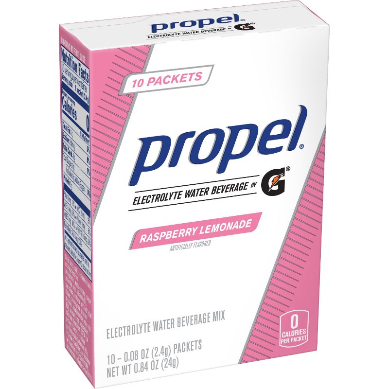 Photo 1 of (12- 10 PackS) Propel Zero Raspberry Lemonade Drink Mix with Electrolytes, Vitamins, and No Sugar, 0.84 Oz**DATE 02-07-2022
