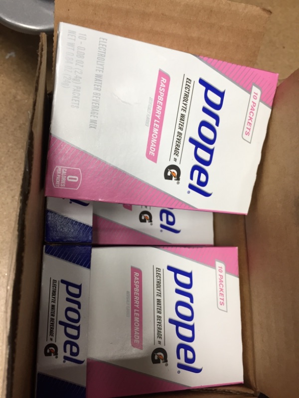 Photo 2 of (12- 10 PackS) Propel Zero Raspberry Lemonade Drink Mix with Electrolytes, Vitamins, and No Sugar, 0.84 Oz**DATE 02-07-2022
