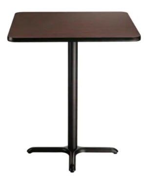 Photo 1 of (MISSING LEGS/BASE)
 36 in. Square Composite Wood Cafe Table, 30 in. Height, Mahogany Laminate Top and Black X-Base
