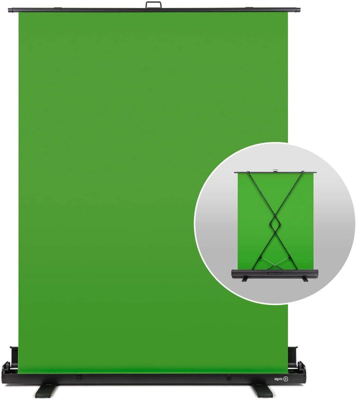Photo 1 of **DAMAGED**Elgato Green Screen - Collapsible Chroma Key Backdrop, Wrinkle-Resistant Fabric and Ultra-Quick Setup for background removal for Streaming, Video Conferencing, on Instagram, TikTok, Zoom, Teams, OBS
