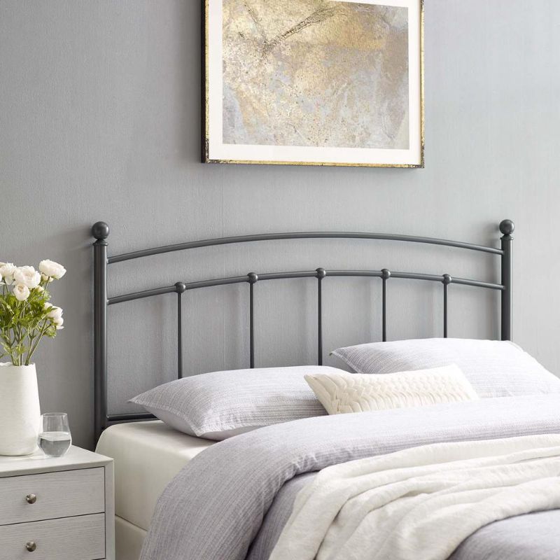 Photo 1 of Abigail Gray King Metal Headboard   ***Missing 1 finial***
