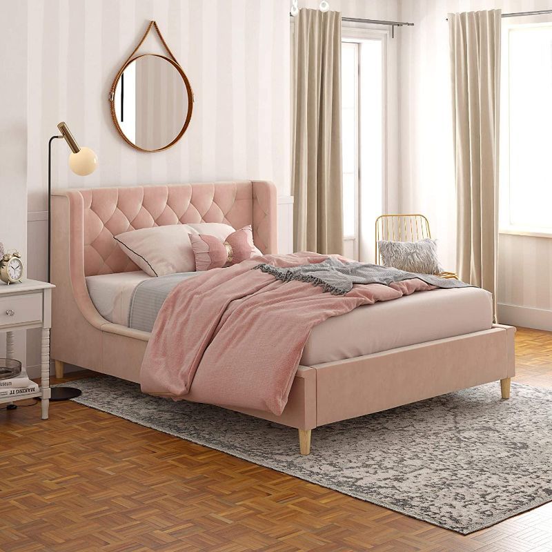 Photo 1 of **box 1 only** Little Seeds Monarch Hill Ambrosia Pink Full Size Upholstered Bed,
