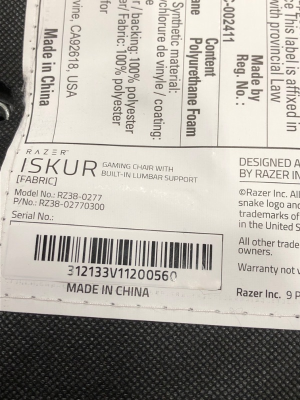 Photo 1 of Razer Iskur Gaming Chair: Ergonomic Lumbar Support System - Multi-Layered Synthetic Leather - High Density Foam Cushions - Engineered to Carry - Memory Foam Head Cushion - Black/Green

