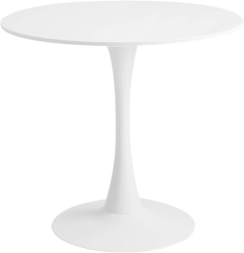 Photo 1 of ?Roomnhome? Self-Assembly ?31.5'' Round Table, Sturdy Décor Table with a Combination of Iron Frame and 0.7'' Thickness MDF Top White Round Table
