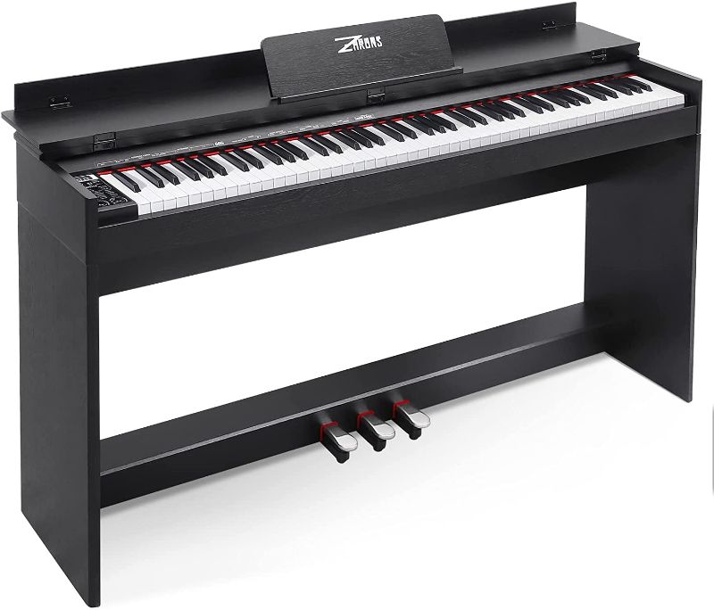 Photo 1 of ZHRUNS 88 Key Weighted Digital Piano /MP3 Function, Remote Control, Power Supply, 3 Pedals, Instruction Book, MIDI/Headphone/Audio Output Feature,Suitable for Beginners/Adults
