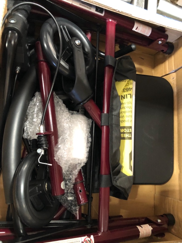 Photo 1 of Medline Steel Rollator Walker Burgundy 350 lbs Capacity